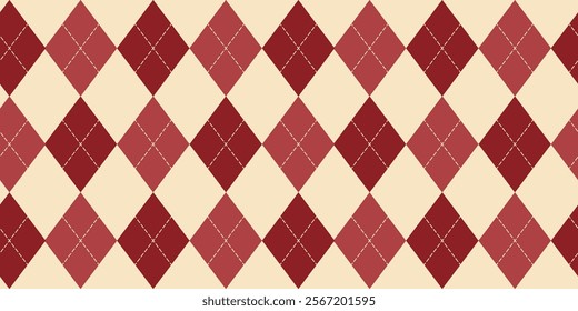 The Cute Red and Nude Diamond Argyle Seamless Pattern