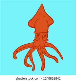 Cute red octopus cartoon