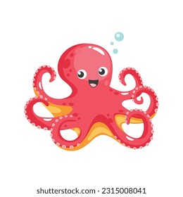 Un pulpo rojo lindo. Ilustración del vector