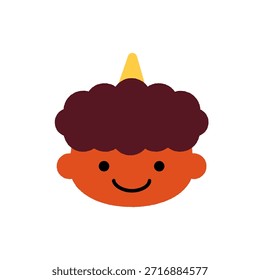 Cute Red Oni Face Icon for Setsubun | Simple Japanese Character Illustration