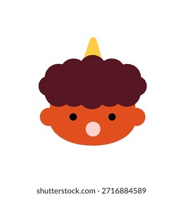 Niedliches rotes Oni-Gesicht-Symbol für Setsubun | Einfache japanische Zeichengrafik