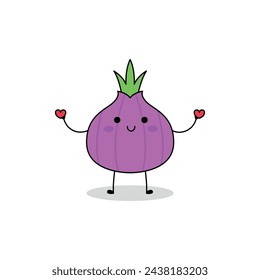 Cute Red Onion cartoon character spreading love doodle