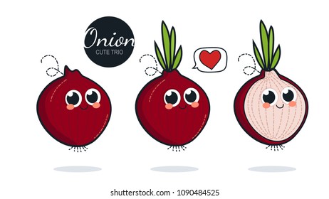 Cute red onion characters