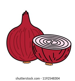 cute red onion isolated icon