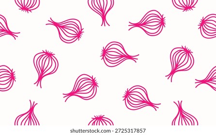 Design de vetor de fundo de padrão de cebola vermelha bonito