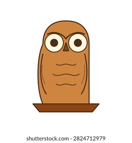 Cute red owl illustration with big eyes standing on a platform Vector