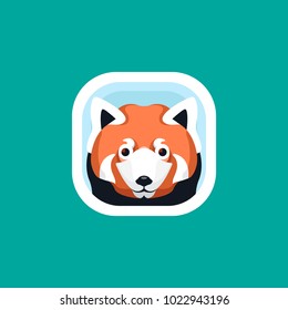 Cute red panda app icons logo illustration vector isolated with funny face and flat graphic style