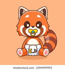 Bebé De Panda Rojo Cubierto Usando Un Amplificador Y Una Caricatura De pañales
Ilustración de iconos vectores. Icono de naturaleza animal Aislado
Vector Premium. Estilo de dibujo plano