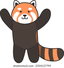 Personaje de caricatura del oso rojo del panda. Ilustración vectorial plana.