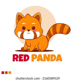 Cute red panda cartoon character