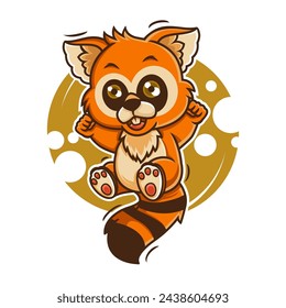 cute red panda cartoon character