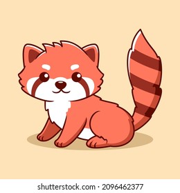 Cute Red Panda Cartoon Icon Illustration. Animal Flat Cartoon Style
