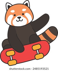 cute red panda cartoon illustation