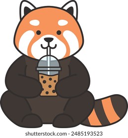 cute red panda cartoon illustation