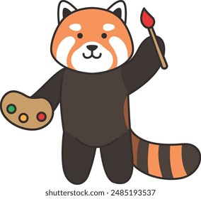 cute red panda cartoon illustation