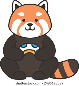 cute red panda cartoon illustation