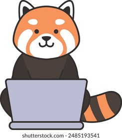 cute red panda cartoon illustation