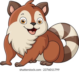 Cute red panda cartoon on white background