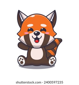 Cute red panda cartoon vector illustration.