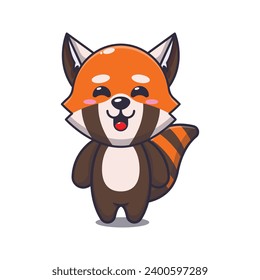 Cute red panda cartoon vector illustration. 
Vector cartoon Illustration suitable for poster, brochure, web, mascot, sticker, logo and icon.