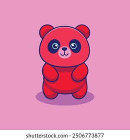 Cute Red Panda Cartoon Vector Icon Illustration Blue Color Animal Flat Icon Concept Isolated