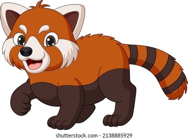 Cute Red Panda Cartoon Walking