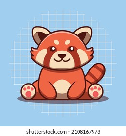 Ilustración vectorial del carácter de panda rojo recortado. Estilo de caricatura plano. Un concepto aislado de animales adorables.