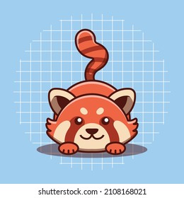 Ilustración vectorial de caracteres de panda roja recortada. Estilo de caricatura plano. Un concepto aislado de animales adorables.