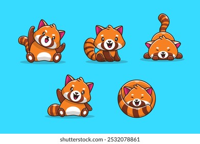 Cute Red Panda Character Vector Design Illustrations Pack