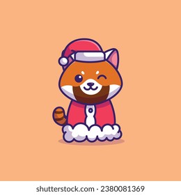 Cute red panda christmas costume simple cartoon vector illustration christmas concept icon isolated