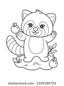 Cute-red-panda-Farbseiten-Illustration