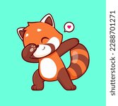 Cute Red Panda Dabbing Cartoon Vector Icon Illustration. Animal Nature Icon Concept Isolated Premium Vector. Flat Cartoon Style