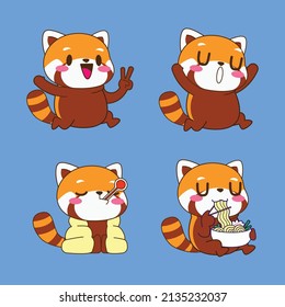 Cute Red Panda Drawing Cartoon, Red Panda Sticker