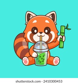 Té de leche de Boba con caricatura de bambú
Ilustración de iconos vectores. Concepto de icono de bebida animal aislado
Vector Premium. Estilo de dibujo plano