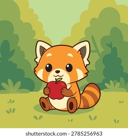 Cute Red Panda Eating