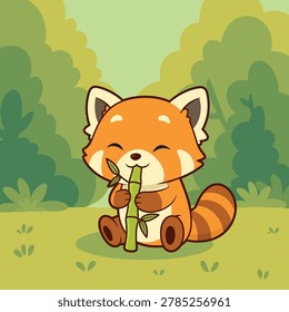 Cute Red Panda Eating