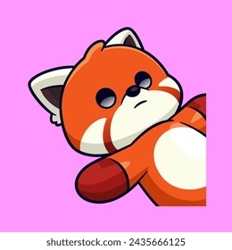 cute red panda feel empty dying emotes sticker cartoon vector illustration