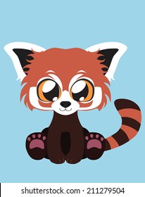Cute Red Panda flat illustration art