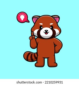 Cute Red Panda Get Ideas Cartoon Vector Icons Illustration. Flat Cartoon Concept. Suitable for any creative project.
