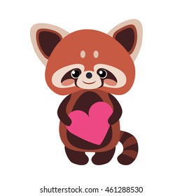 Cute Red Panda With Heart