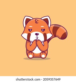 Ilustración de panda rojo lindo sintiendo amor