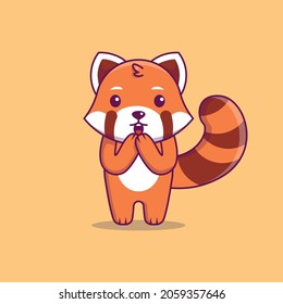 Cute red panda illustration getting surprised