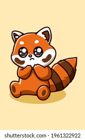 Cute red panda illustration hand drawing