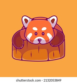 cute red panda illustration suitable for mascot sticker and t-shirt design