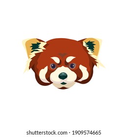 Cute Red Panda isolated on white background. Isolated head of Panda vector illustration, Red Panda in Flat design style for prints, stickers, icons for social networks, websites.