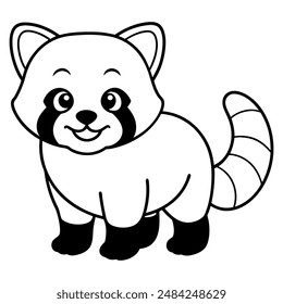 Cute Red Panda Line art