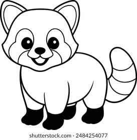 Cute Red Panda Line art illustration