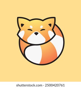 cute red panda logo curled up