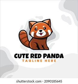 cute red panda logo design