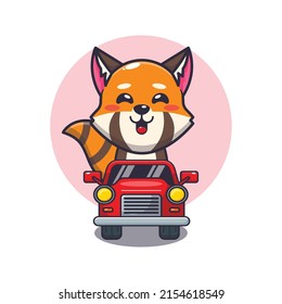 cute red panda mascot cartoon character ride on car